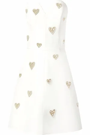 Carolina Herrera Pearl-embellished strapless silk dress
