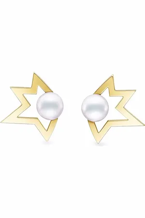 Tasaki 18kt yellow Collection Line Comet Plus pearl earrings
