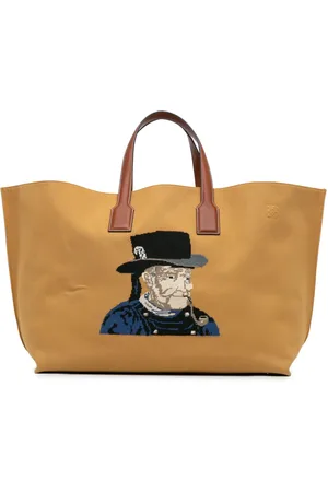 Loewe 2017 Large Canvas Embroidered Fisherman T Shopper tote bag