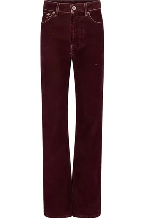 Paco rabanne High-waist straight-leg velvet trousers