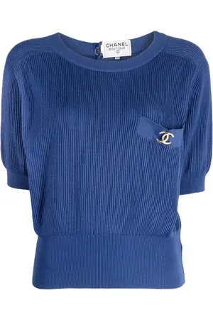 CHANEL 1990-2000s CC rib-knit top