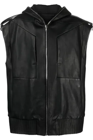 Rick Owens Lido sleeveless hooded leather jacket