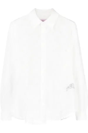 MARTINE ROSE Floral-lace wrap shirt
