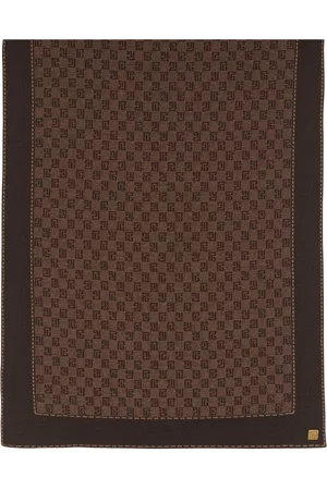 Balmain Monogram-pattern fine-knit scarf