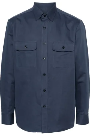 BRIONI Long-sleeve cotton-linen blend shirt