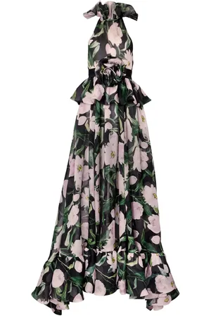 Carolina Herrera Peplum-waist floral silk dress