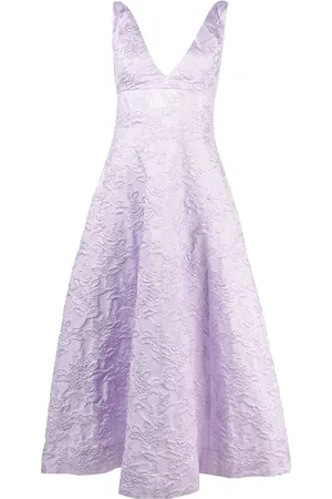 Serafini Floral-jacquard V-neck dress