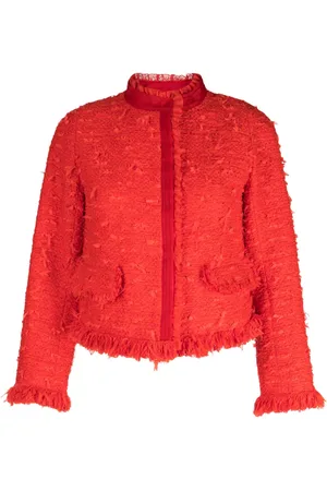 SHIATZY CHEN Tweed frayed-trim jacket