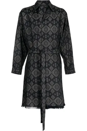 YOHJI YAMAMOTO Graphic-print cotton trench coat
