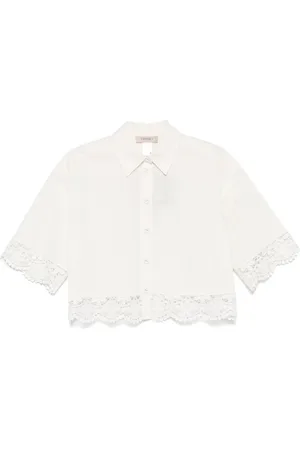 Twin-Set Lace-trim poplin shirt