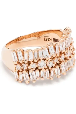 Suzanne Kalan 18kt rose gold layered diamond ring