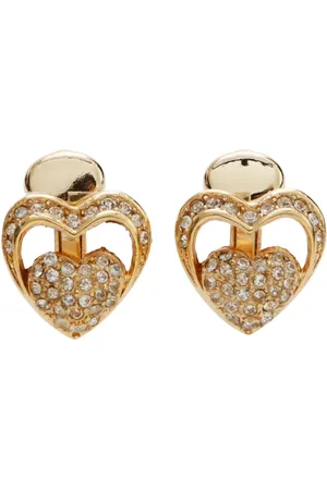 Dior Rhinestone-embellished heart earrings
