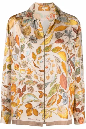 Hermès 1990s leaves print silk shirt