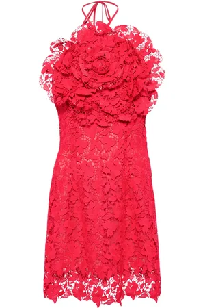 Oscar de la Renta Floral-appliqué lace minidress