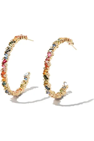 Suzanne Kalan 18kt yellow sapphire hoop earrings
