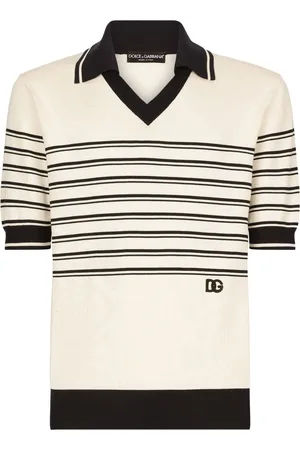 Dolce & Gabbana Striped logo-embroidered polo shirt