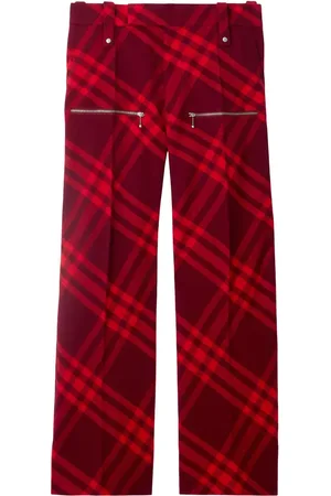 Burberry Plaid-check wide-leg wool trousers