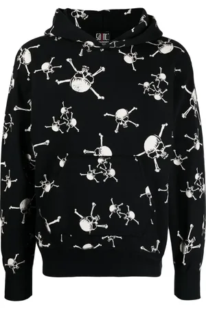 SAINT MXXXXXX Skull-print cotton hoodie