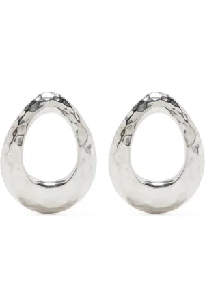 Dower and Hall Hammered-finish oval earrings