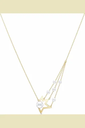 Tasaki 18kt yellow Collection Line Comet Plus pearl necklace