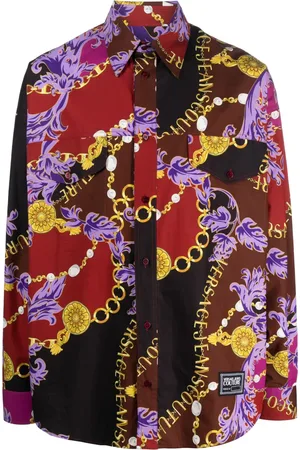 VERSACE Chain Couture-print cotton shirt