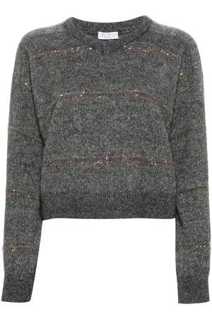 Brunello Cucinelli Sequin-embellished V-neck jumper