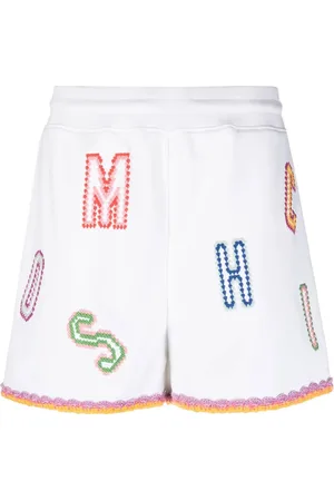 Moschino Logo-embroidered lace-trim shorts