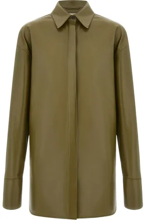Salvatore Ferragamo Logo-patch leather shirt