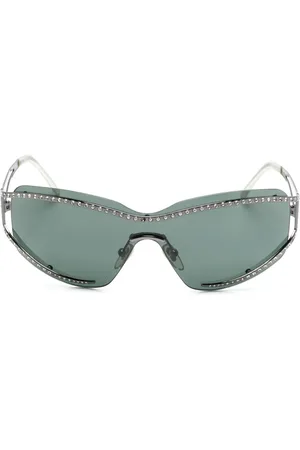 Salvatore Ferragamo Crystal-embellished shield-frame sunglasses