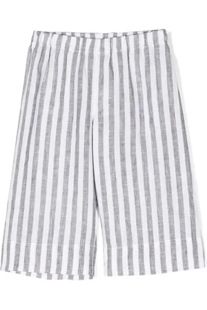 Il gufo Elasticated-waistband striped linen shorts