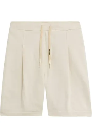 A PAPER KID Logo-patch cotton track shorts