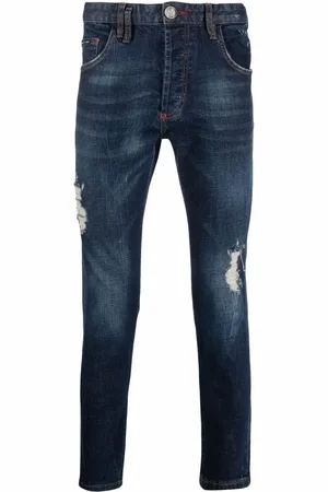 Philipp Plein Distressed straight-leg jeans