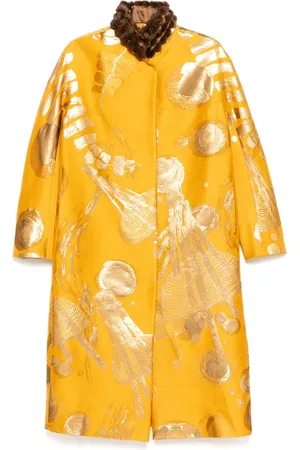 SHIATZY CHEN Mink fur-collar jacquard coat