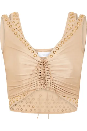 Paco rabanne Eyelet-embelishmet layered crop top