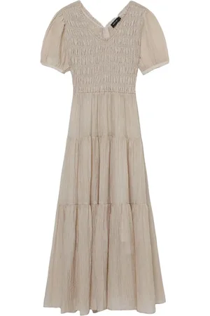 tout a coup Puff-sleeves smocked midi dress