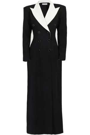 Rowen Rose Contrasting-collar tuxedo maxi dress