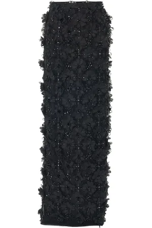 Carolina Herrera Embroidered tulle column skirt