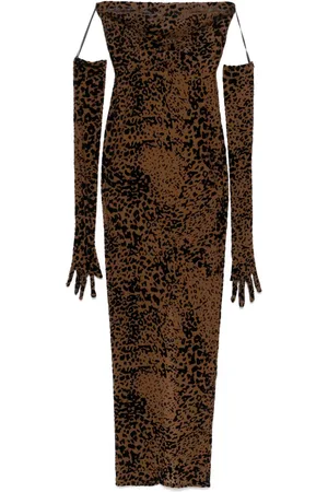 ALEX PERRY Leopard Burnout-pattern maxi dress