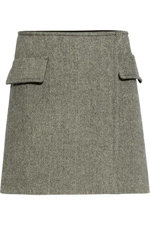 Sportmax Herringbone wool-blend mini skirt