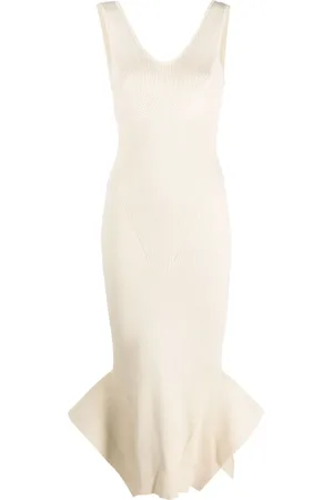 Marine Serre Sleeveless asymmetric-hem midi dress