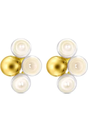 Tasaki 18kt yellow M/G Sliced Sphere pearl earrings