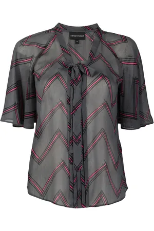 Emporio Armani Tie-front zigzag blouse