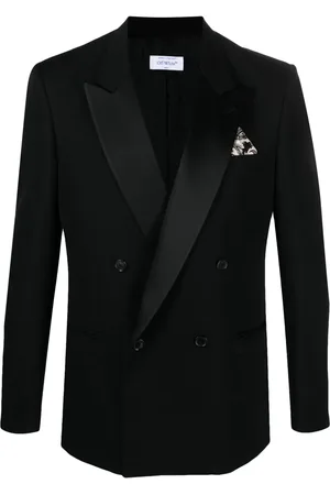 OFF-WHITE Satin-lined virgin-wool tuxedo jacket