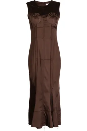 Marine Serre Moonogram-jacquard sleeveless midi dress