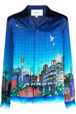 Casablanca Cuban-collar silk shirt