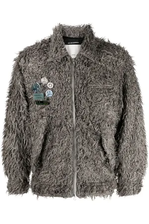SONG FOR THE MUTE Pain-splatter faux-shearling jacket