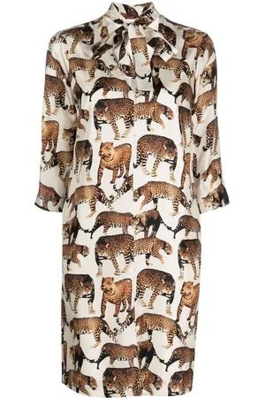 ALBERTO BIANI Animal-print silk shirt dress