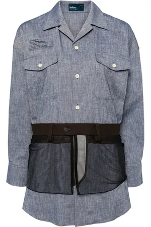 Kolor Tulle-embellished chambray shirt