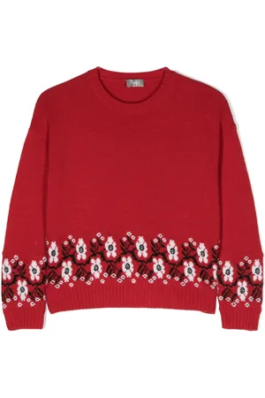 Il gufo Floral-embroidery virgin wool jumper