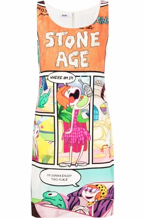 Moschino 2007 Stone Age print sleeveless dress